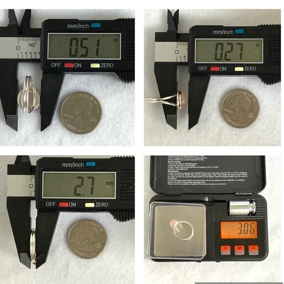 Sterling Silver 925 Round Pink Rose Quartz Cabochon Split Shank Ring Size 8.5 - Picture 11 of 16